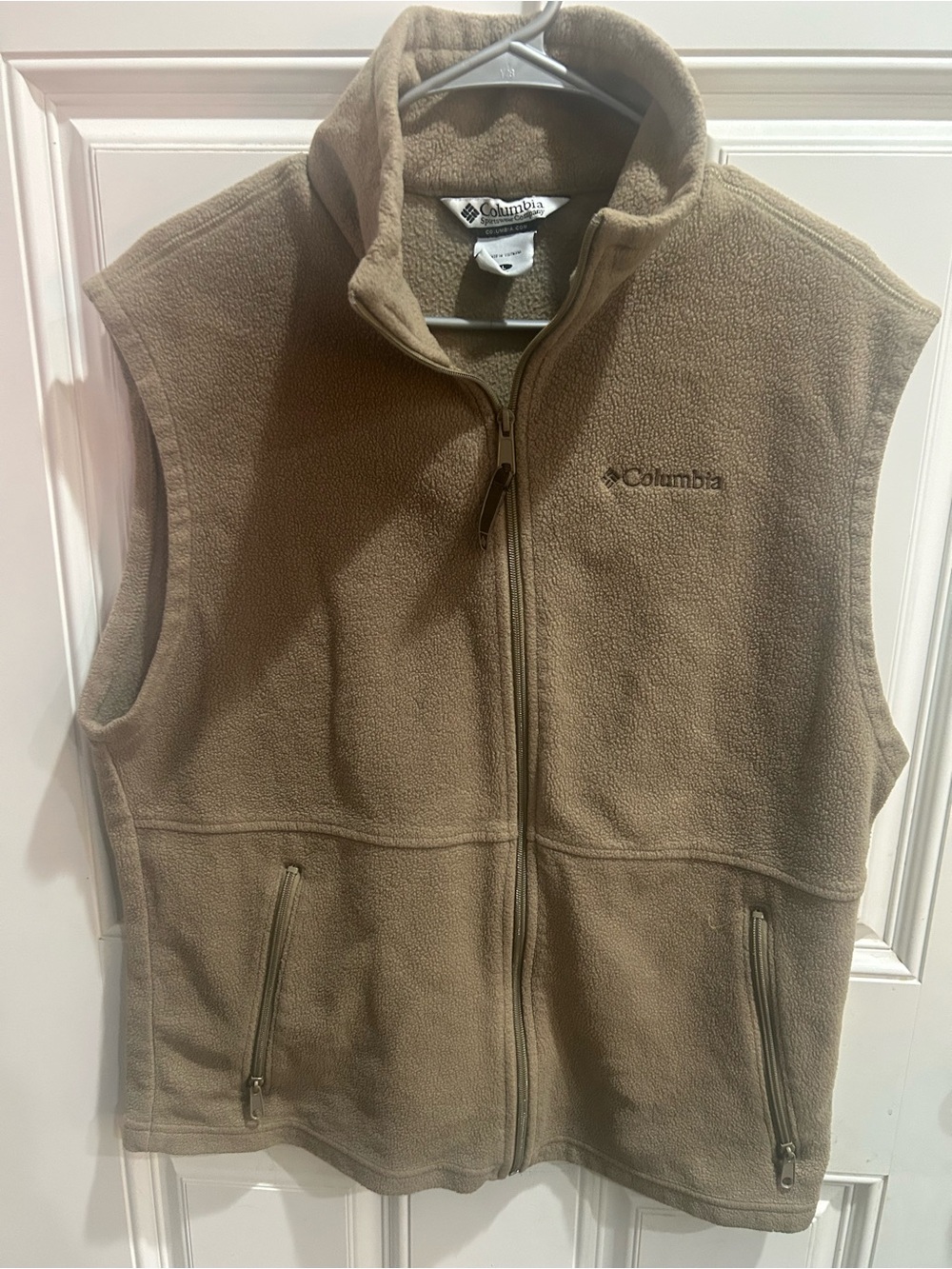 Columbia Men's Size Large Full Zip Tan Fleece Vest